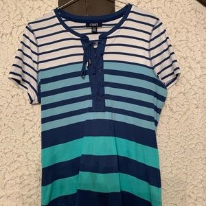 2/$50 Chaps Lace Shoulder Short Sleeve Top large